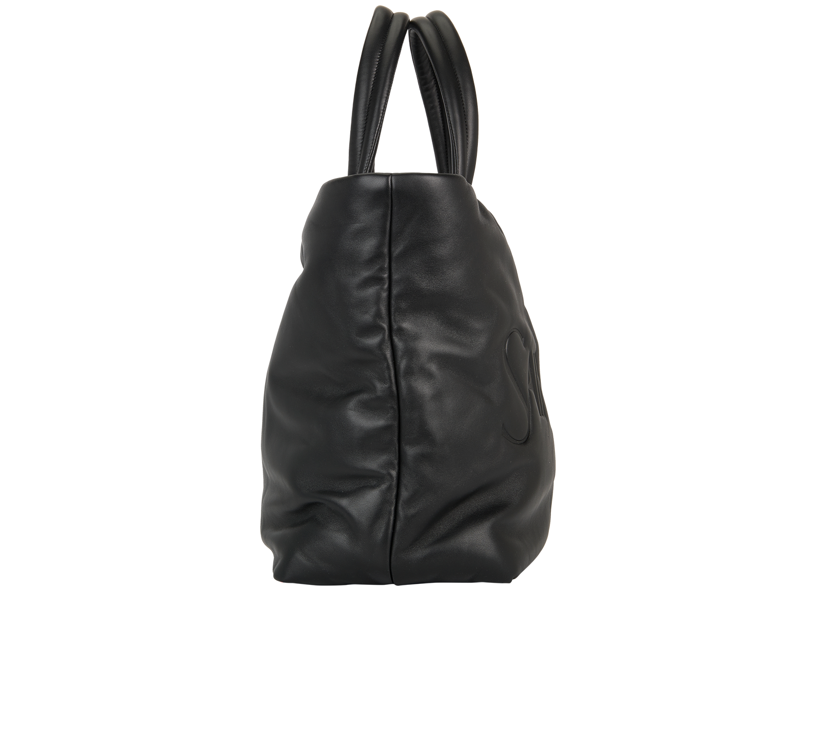 Wide Puffer Tote, &pound;1,200, Handbags, Black, Leather, Side view